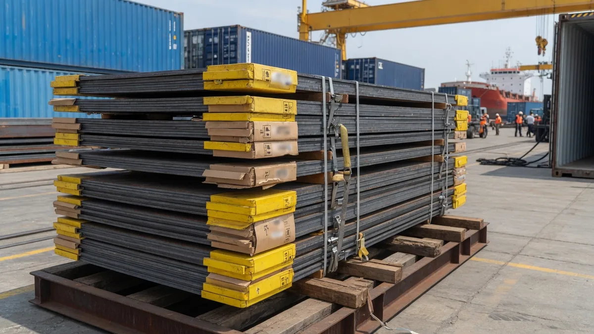 Chapas navales embaladas para exportación listas para cargar
