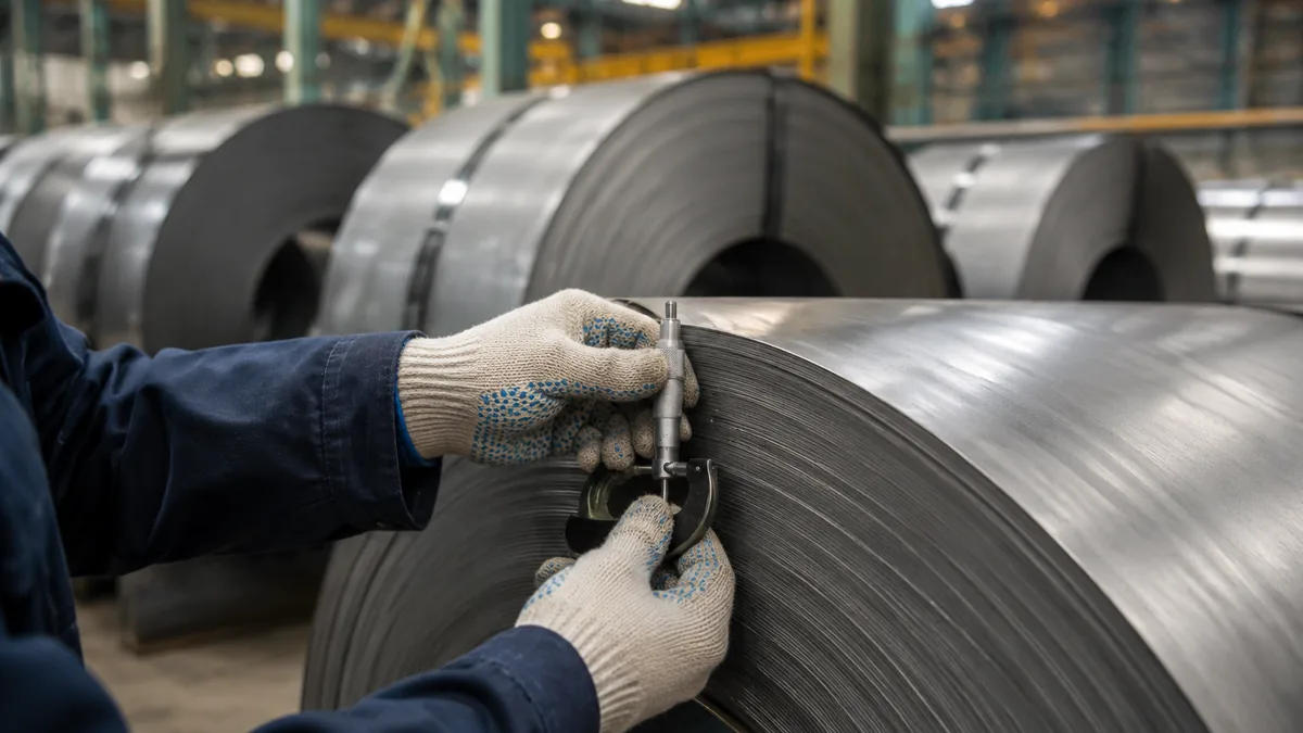 Bobinas laminadas en caliente y en frío en almacén de fábrica para comparación de forma de producto