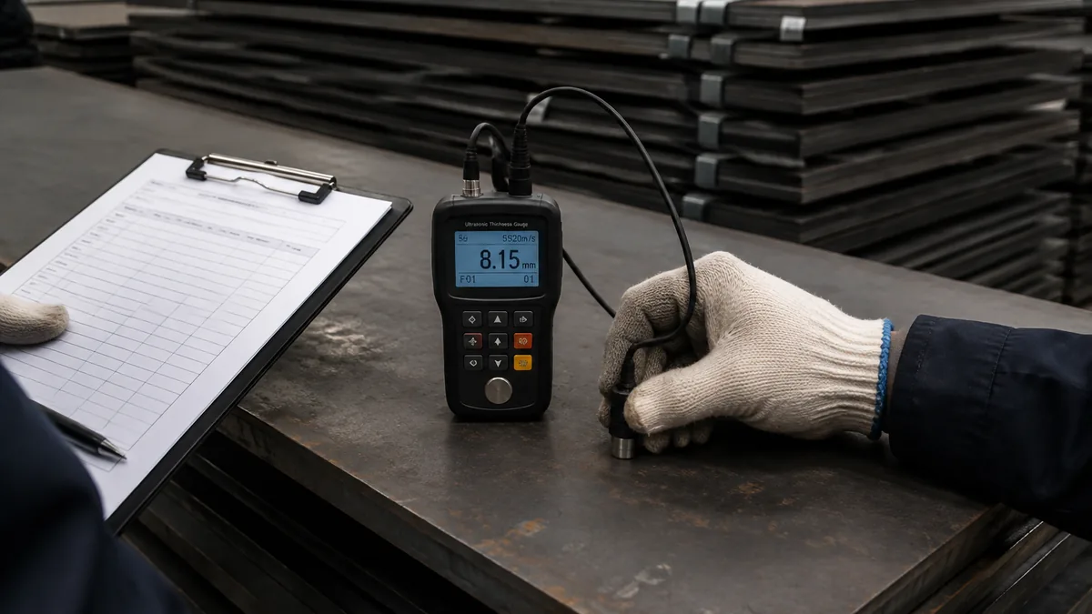 Chapas de acero estructural al carbono preparadas para comprobar grado y documentos antes de exportar